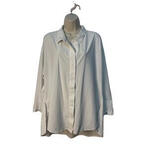 Nic+Zoe Long Sleeve Collared Snap Close Hi Lo Tunic Shirt‎ White Size XL